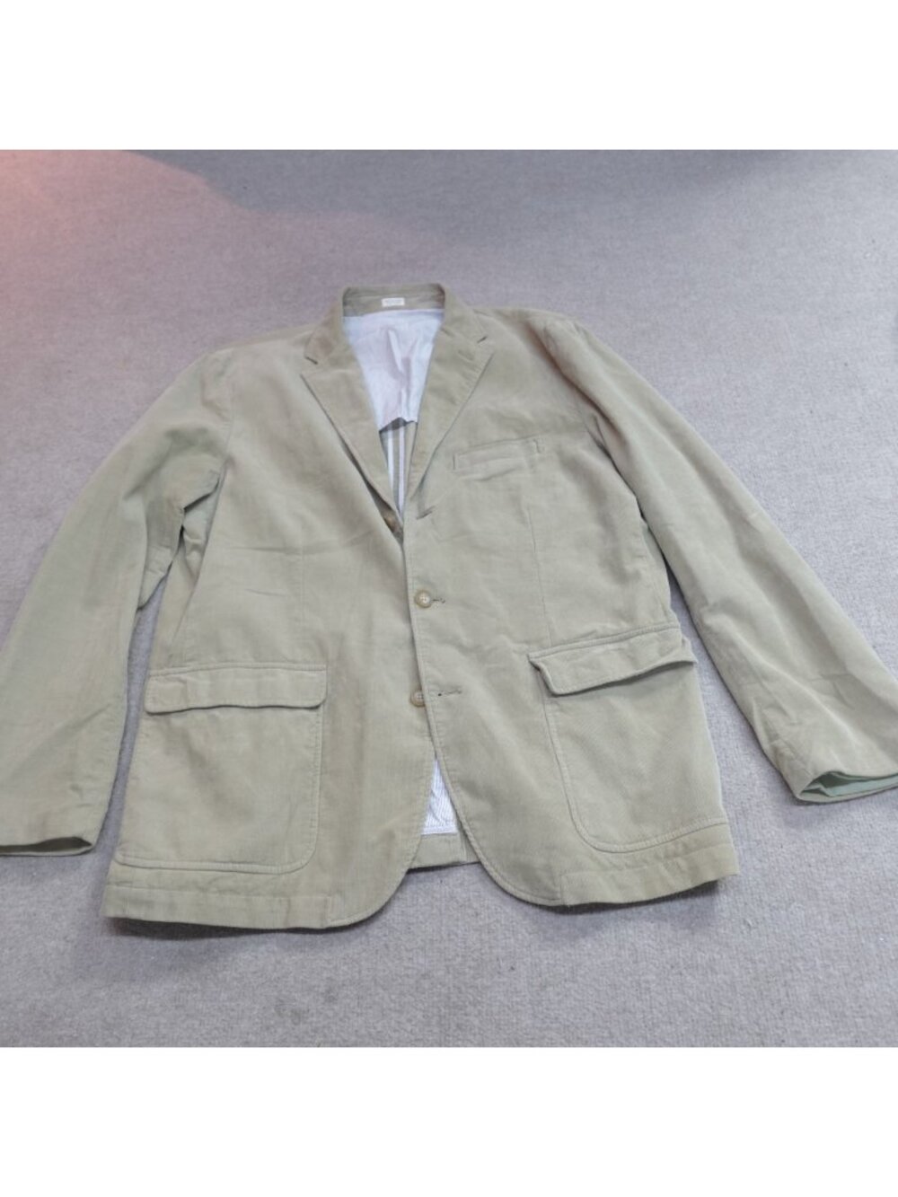 J.Crew Mens Sport Coat XL Beige Corduroy Unstructured Unlined Vintage Cord